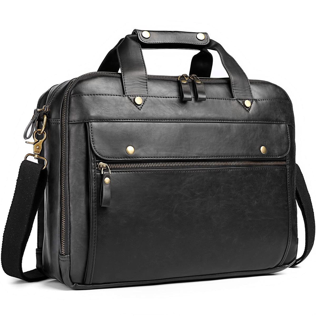 Black Leather 15.6 Inch Laptop Messenger Bag B204139