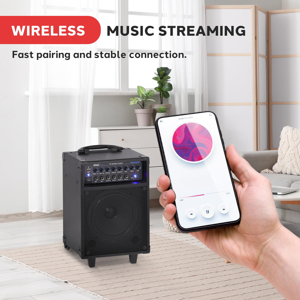 Wireless Portable PA System 400W Bluetooth Compatible Rechargeable Battery Powered Speaker Microphone Set C55546