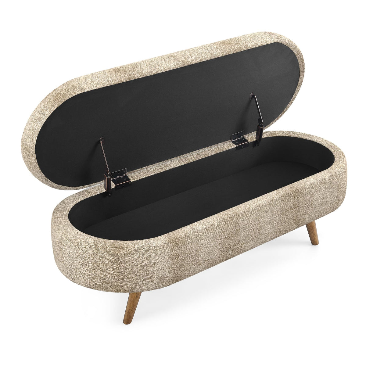 Oval Storage Bench with Rubber Wood Legs Gray W149927