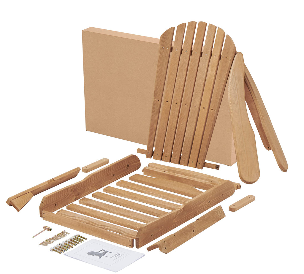 Wooden Folding Adirondack Chair Set of 2 Solid Cedar Light Brown V1053