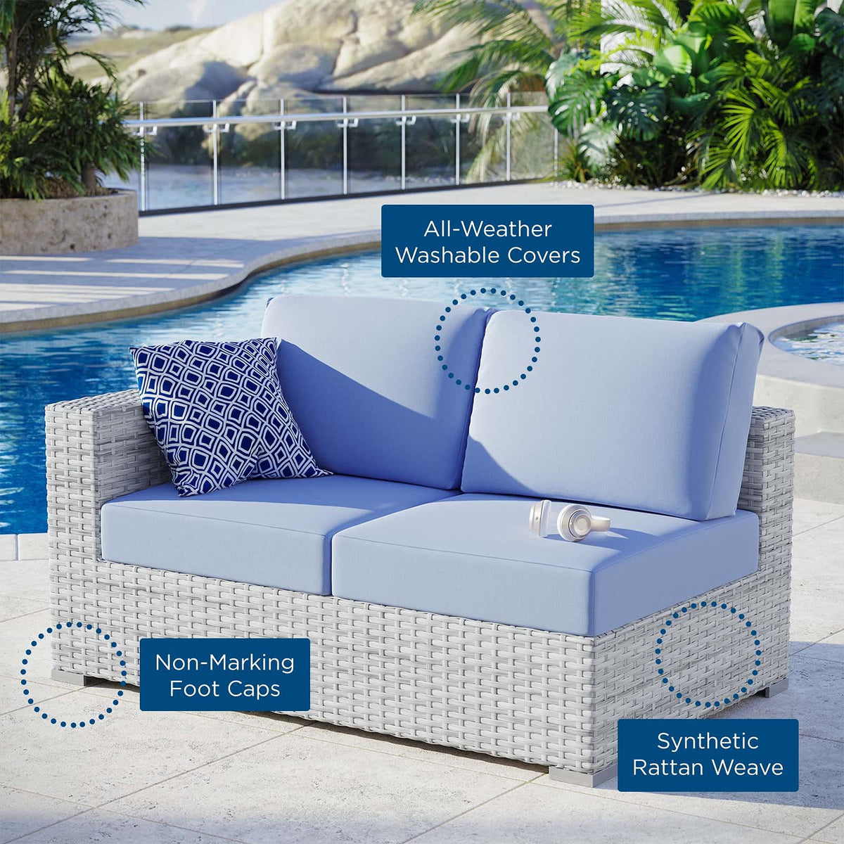 Rattan Wicker Loveseat Sofa J120