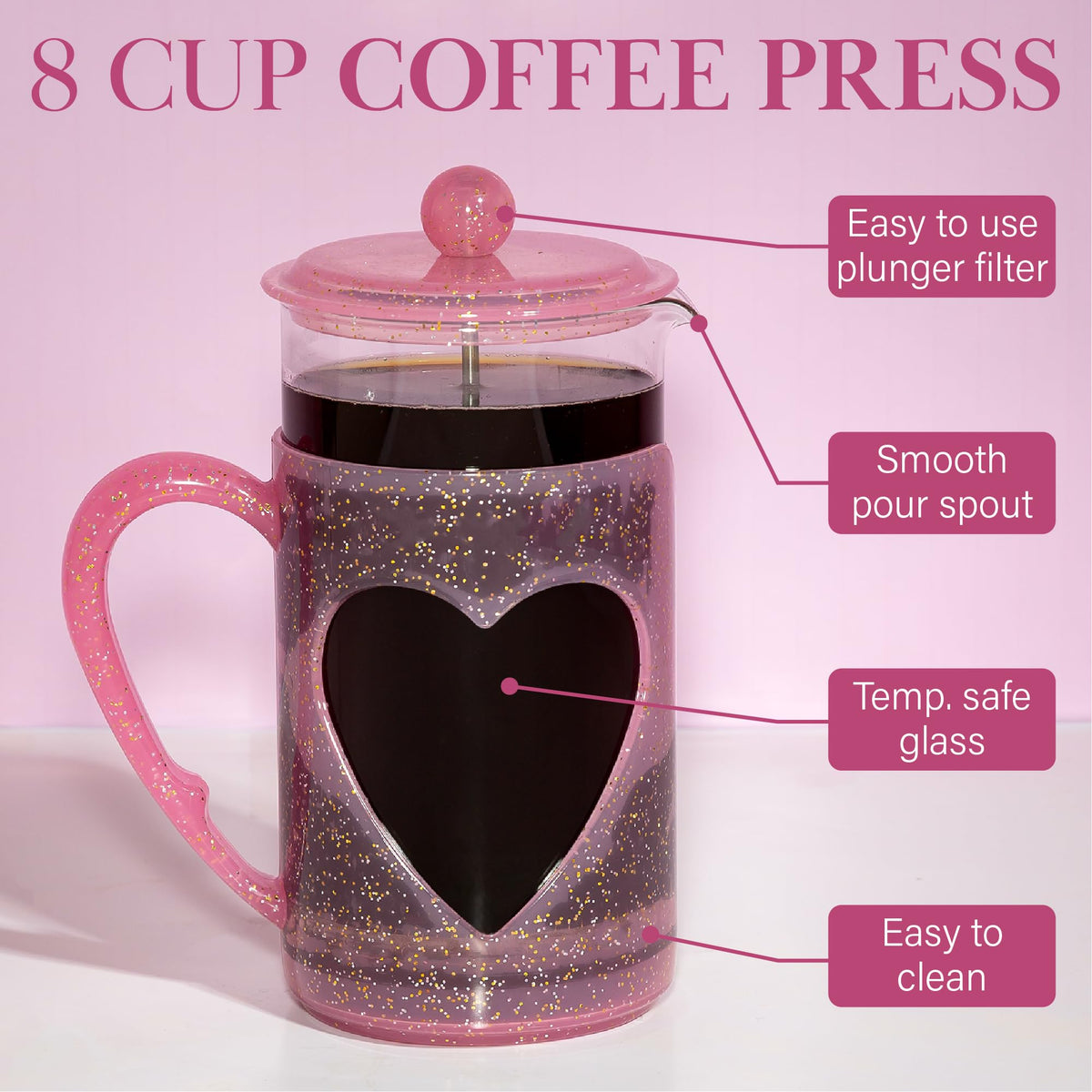 8-Cup Pink French Press Coffee Maker R471956