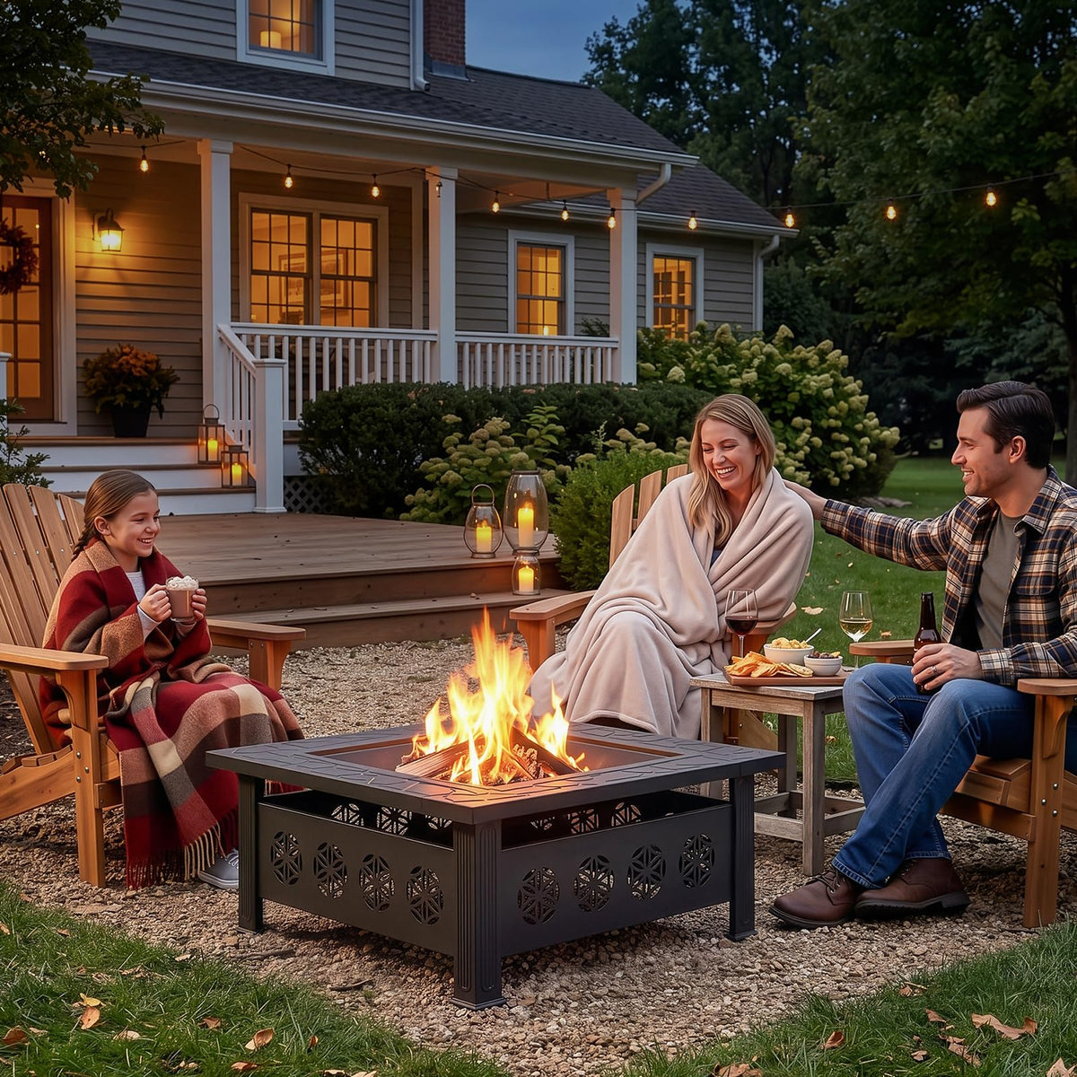 32 Inch Square Wood Burning Fire Pit Table G8139