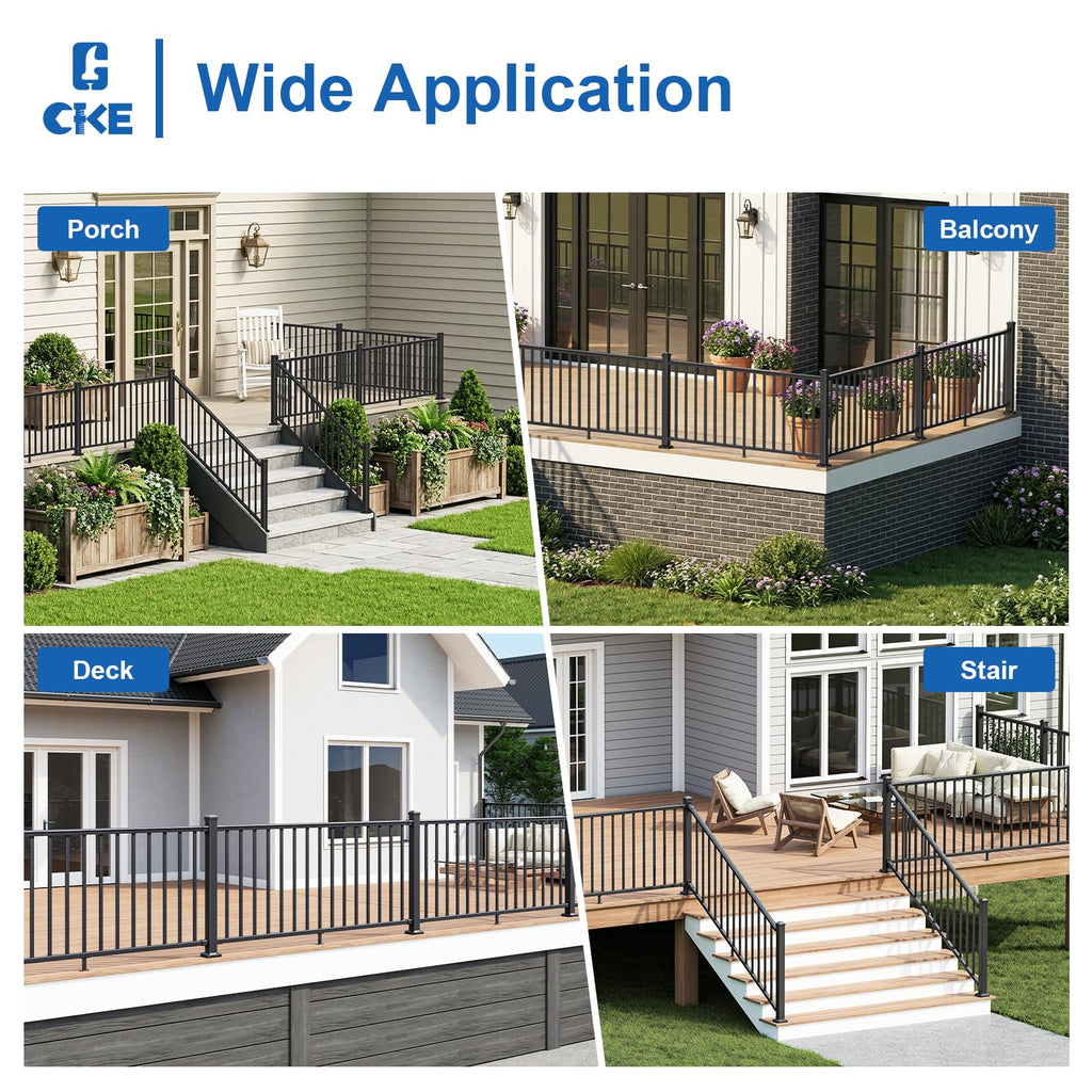 1 Pack 36 in. H x 6 ft. W Aluminum Stair Railing Kit with Post H248528