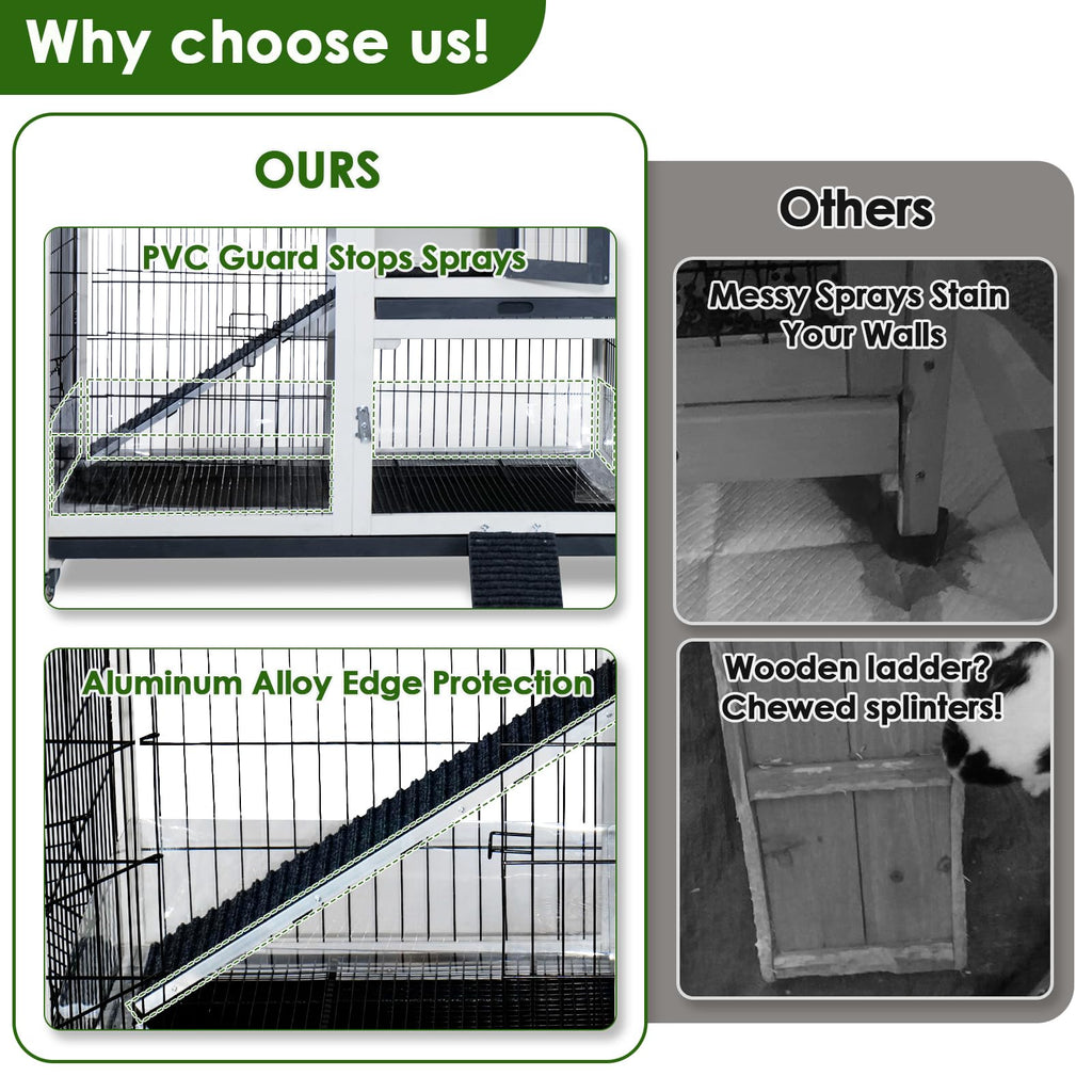 White Indoor Outdoor Rabbit Hutch with Tray R603
