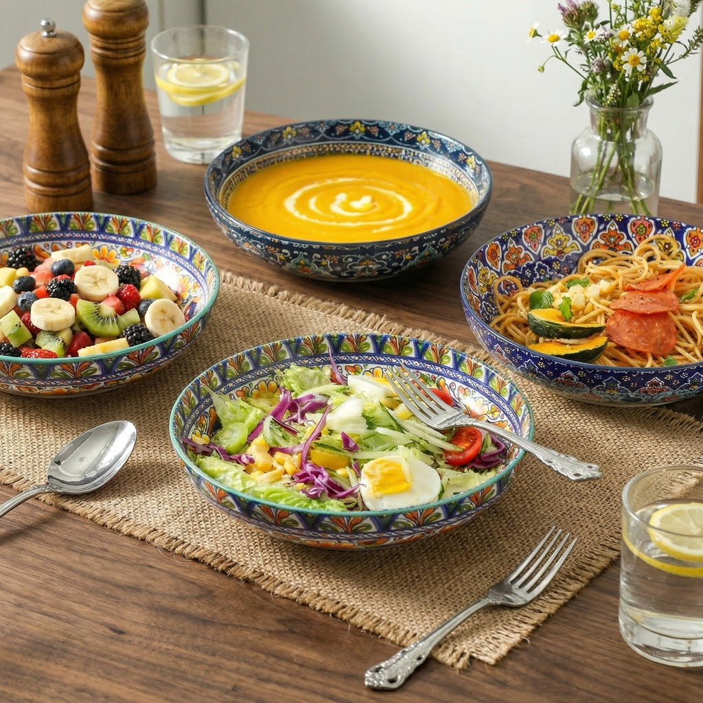 Pasta Bowls Set of 4, 42 oz Ceramic Serving Bowls X480738