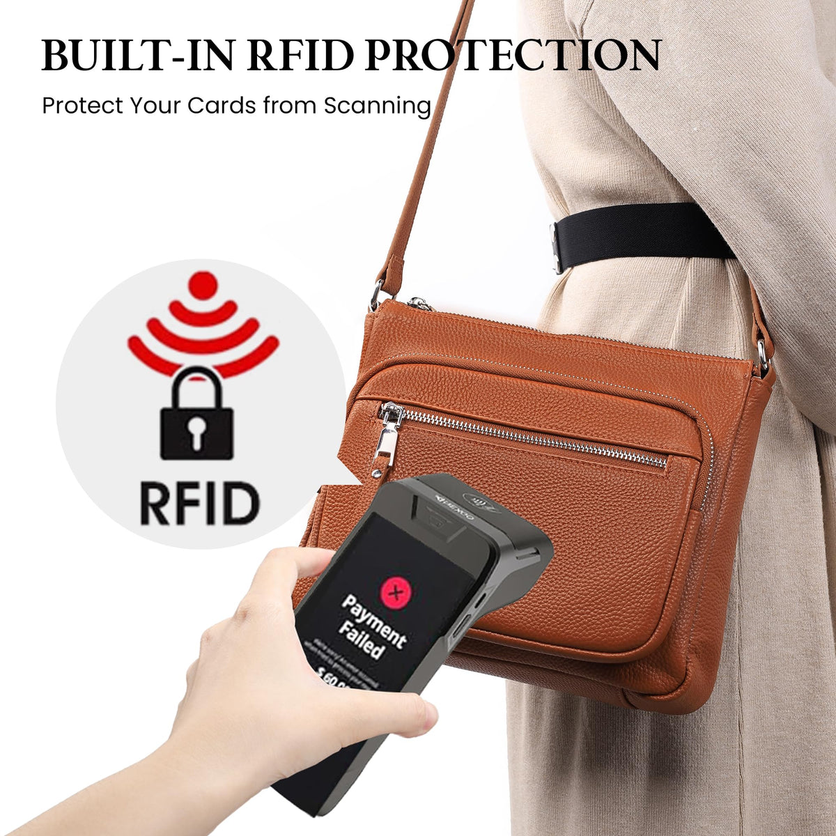 Anti Theft Genuine Leather Crossbody Bag with Wallet R205