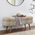 Oval Storage Bench with Rubber Wood Legs Gray W149927