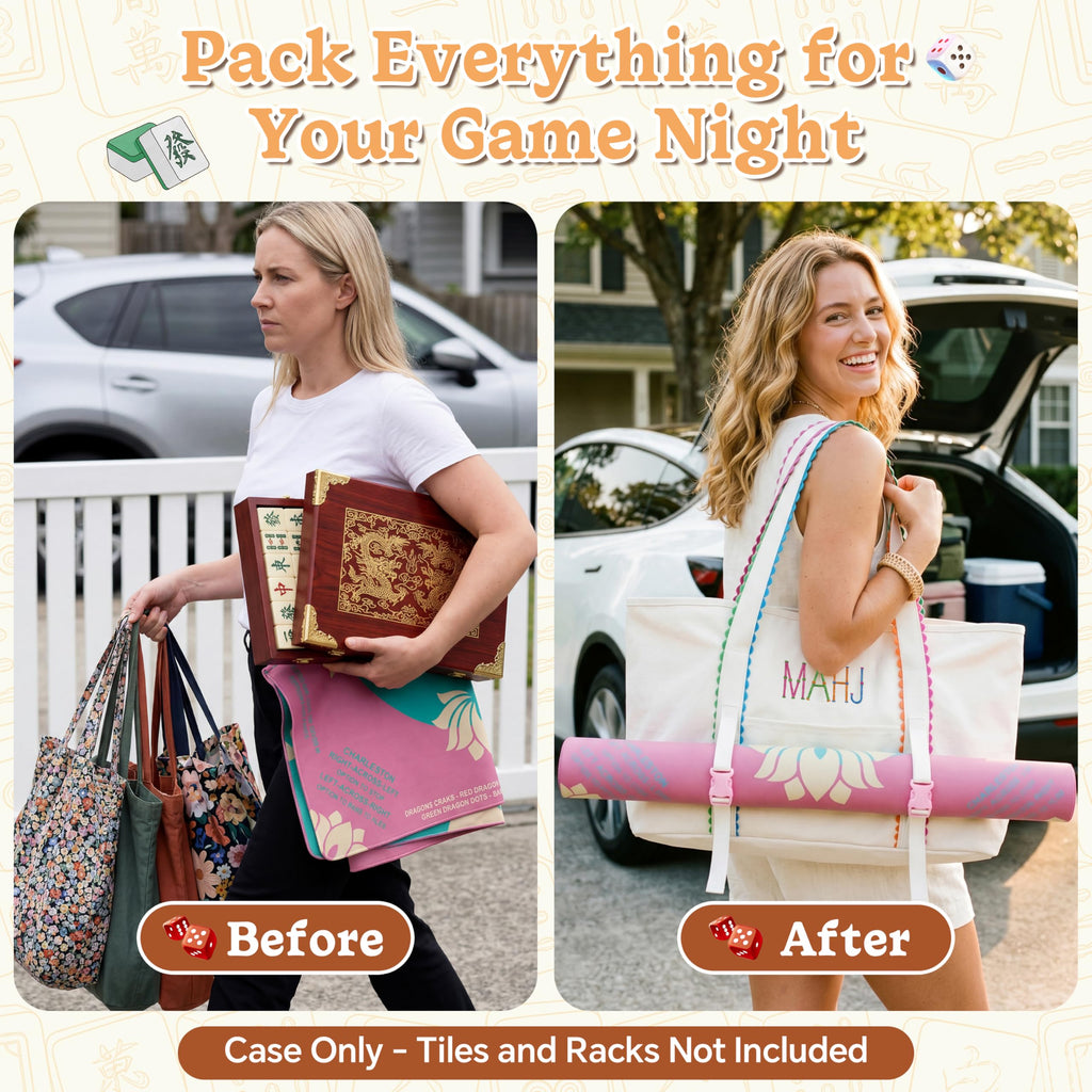 3 Pcs Canvas Mahjong Bag Set V797