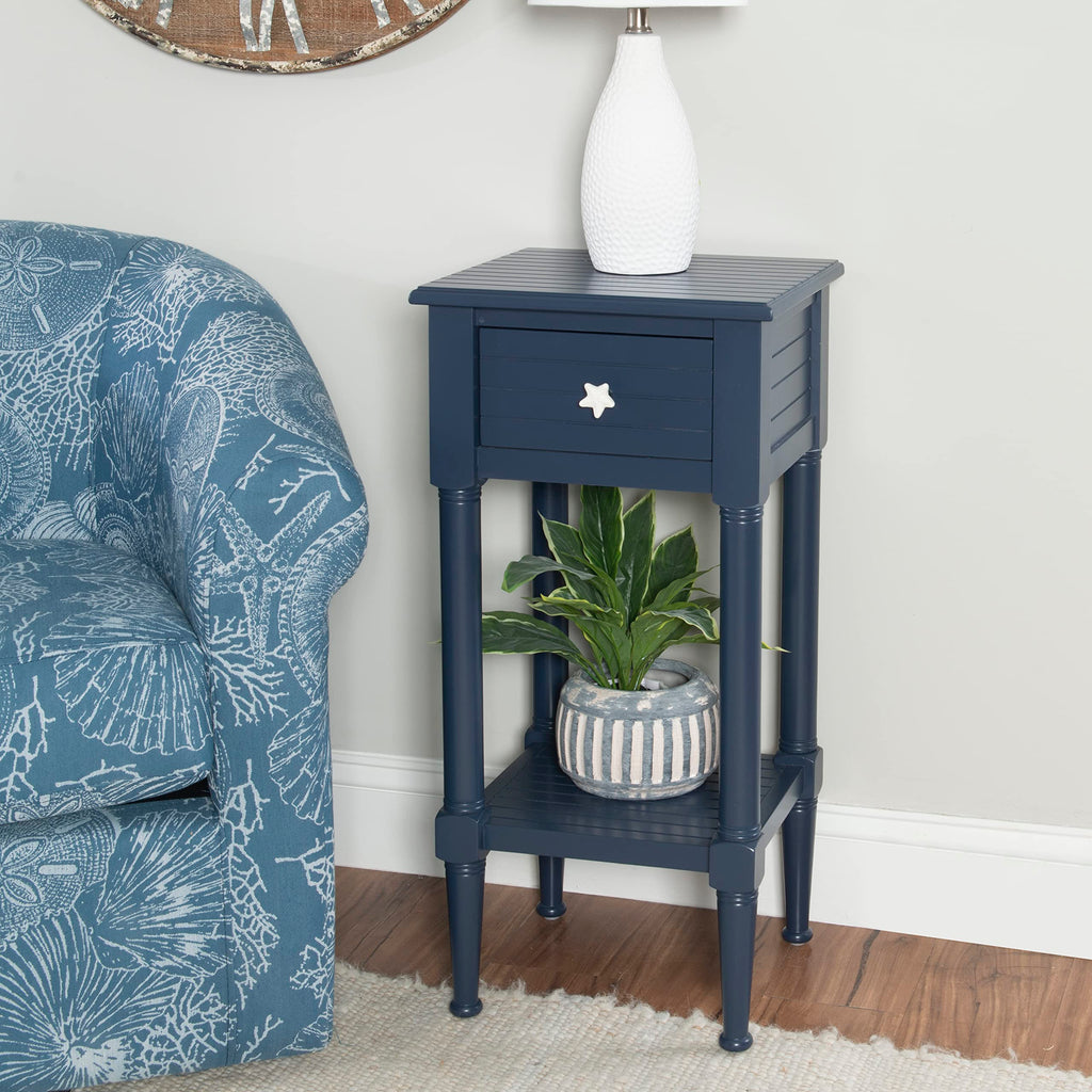 Navy Small Accent Table with Storage H137