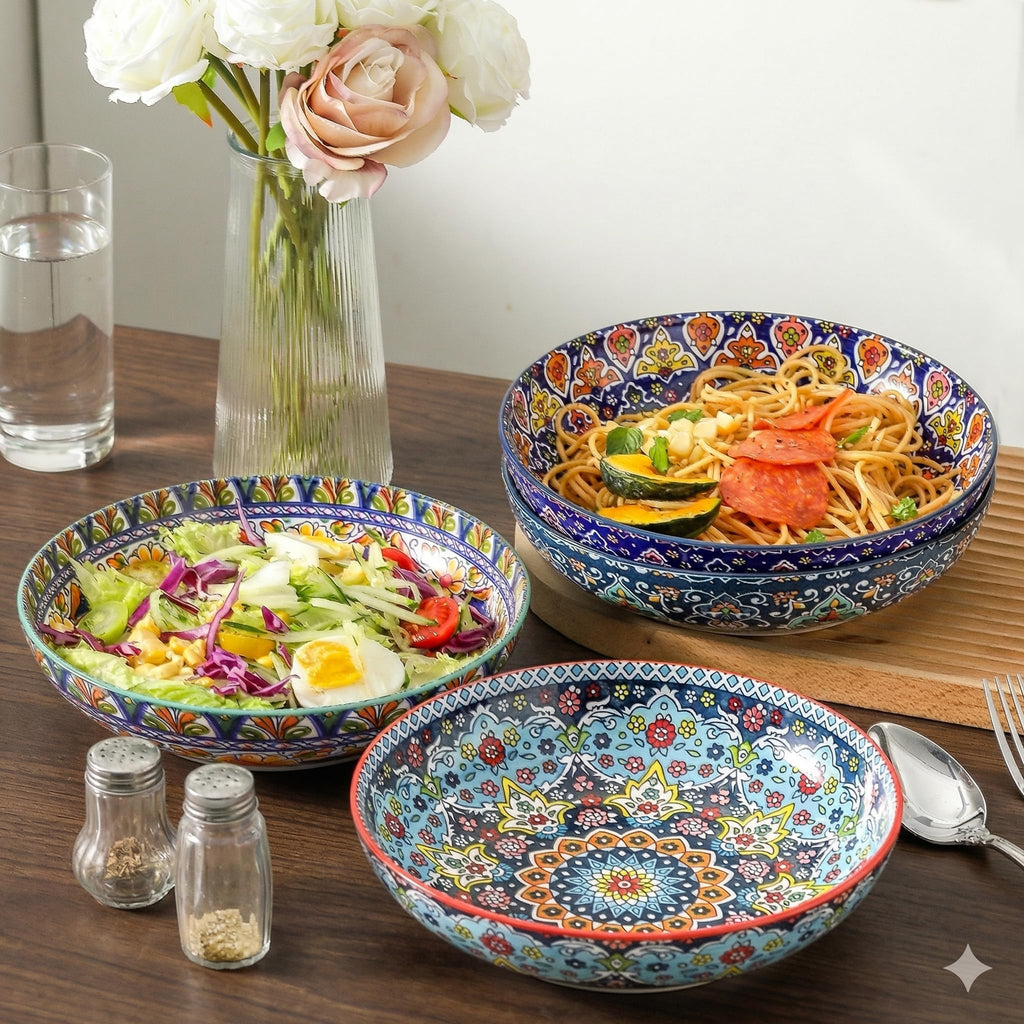 Pasta Bowls Set of 4, 42 oz Ceramic Serving Bowls X480738